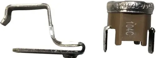 BOSCH Temperaturbegrenzer bestehend aus einem metallischen Halter und einem kompakt gefalteten Element mit Kontakten, gefertigt für temperaturregulierende Anwendungen.